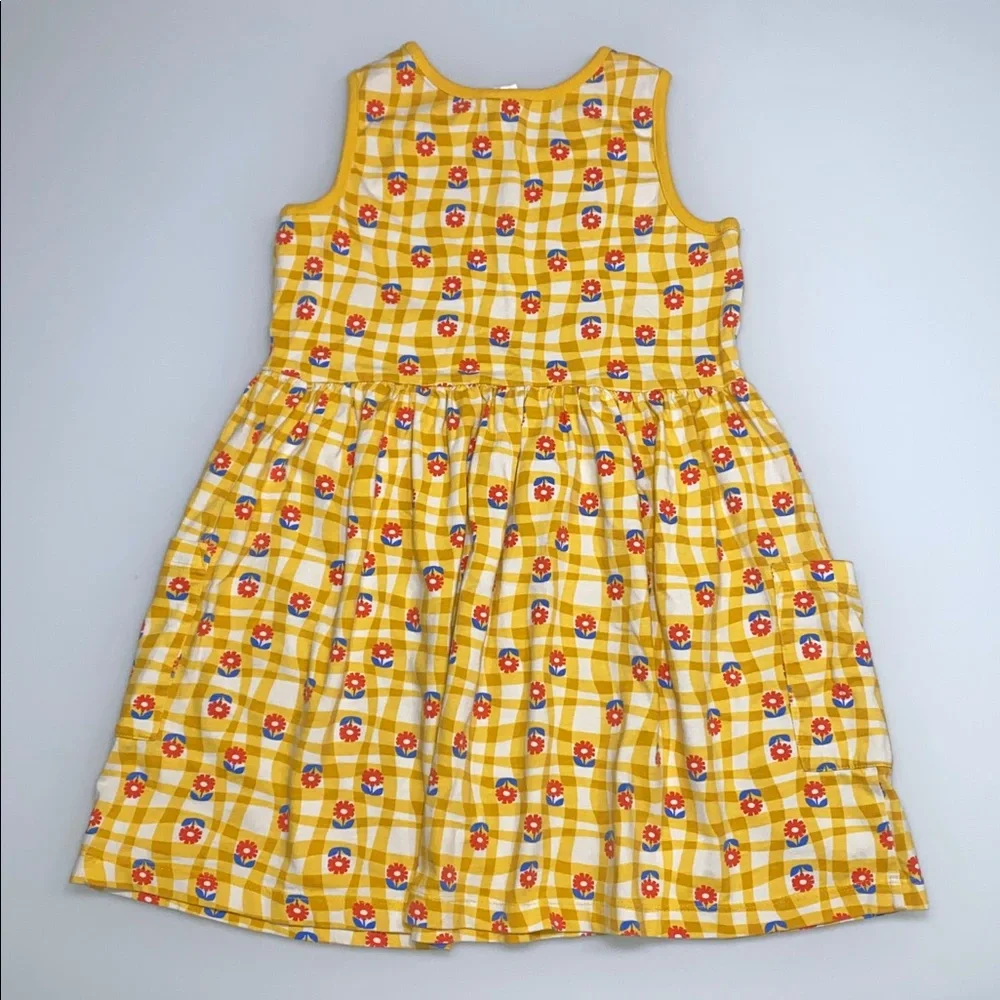 Hanna Andersson yellow wavy daisy sleeveless pocket dress sz8 - Picture 3 of 5